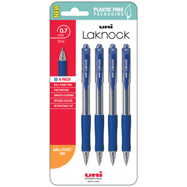 Uni Laknock 0.7mm Fine Retractable Pens Set of 4