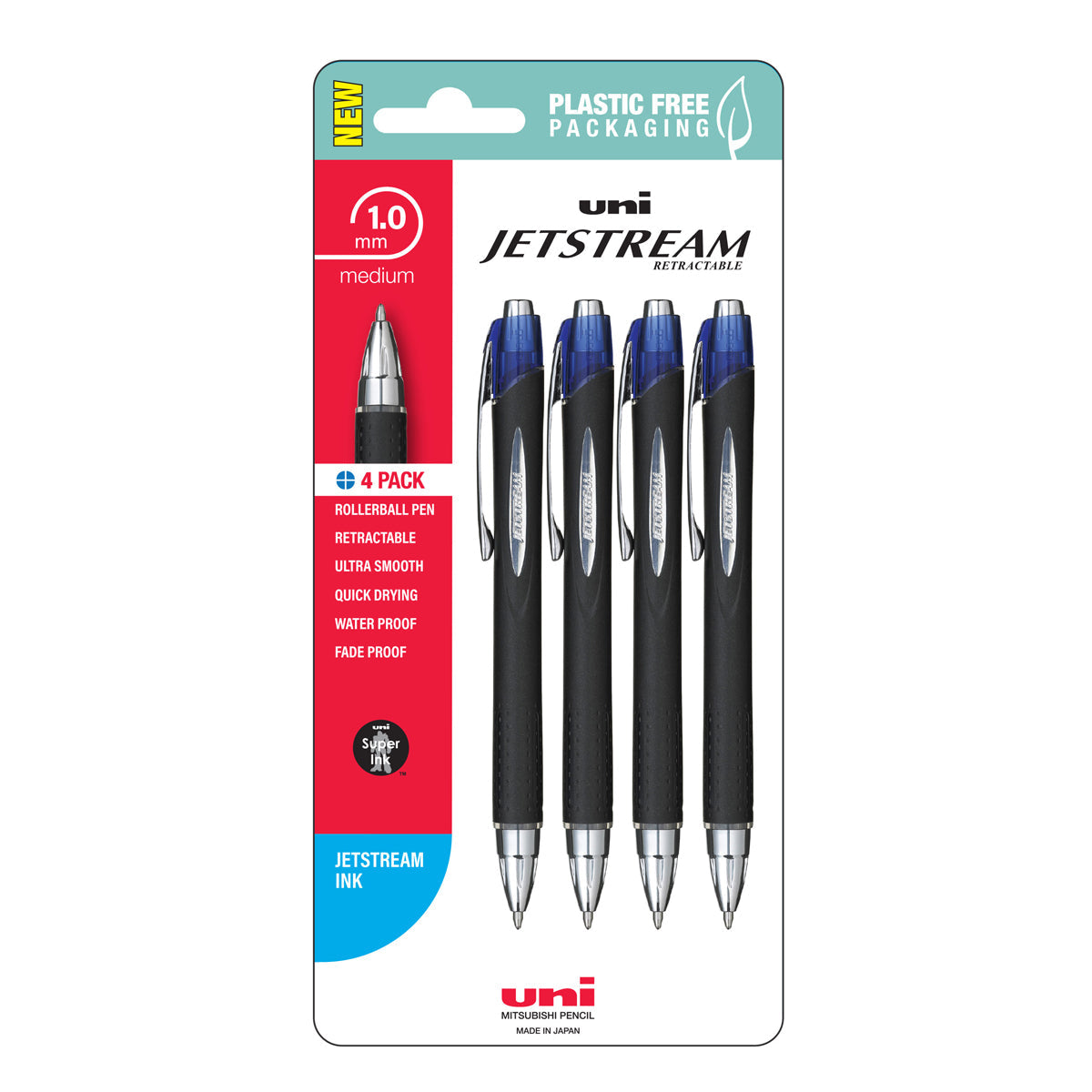Uni Jetstream 1.0mm Medium Retractable Pens Set of 4
