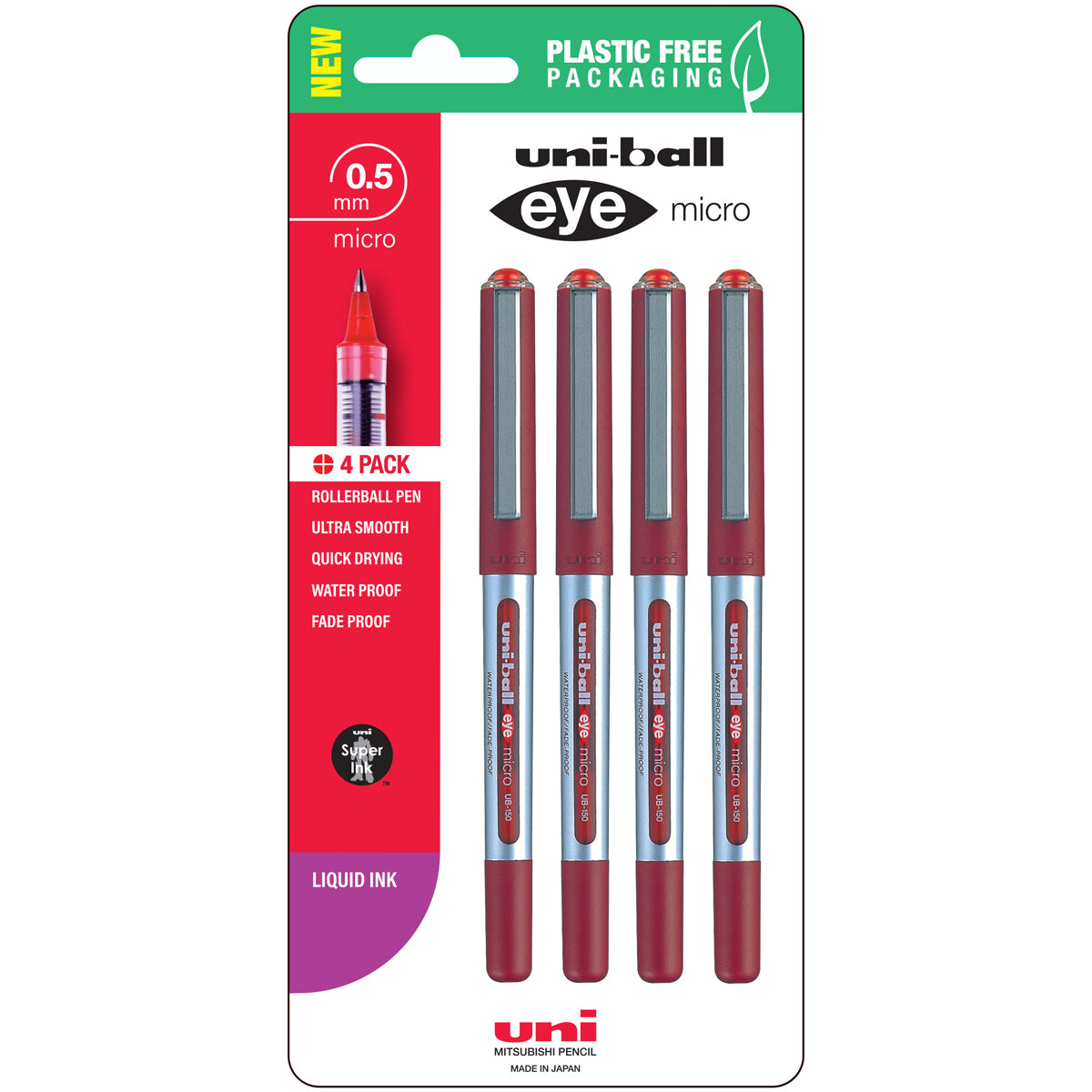 Uni Eye 0.5mm Micro Capped Pens Set of 4