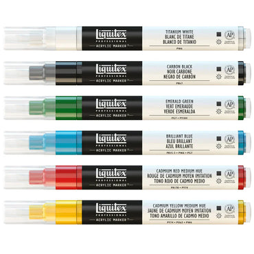 Liquitex 2-4mm Chisel Acrylic Markers Classics Set of 6