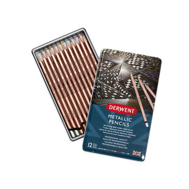 Derwent Metallic Pencils Tin Of 12