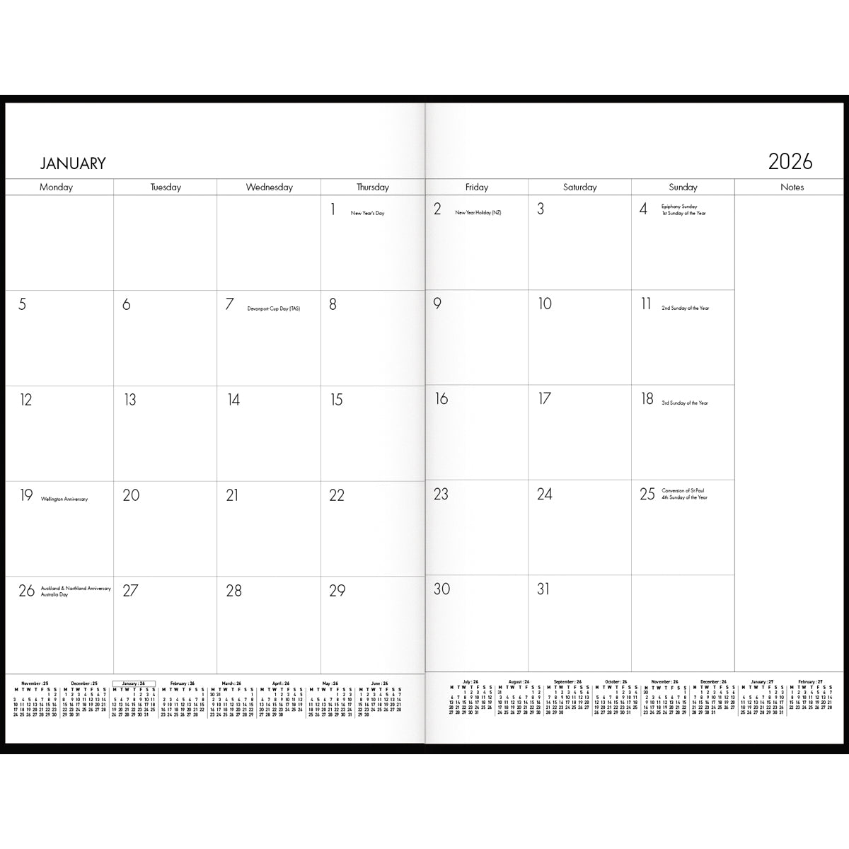 Collins Diary Planner Monthly A4 PVC Cover Black Even Year
