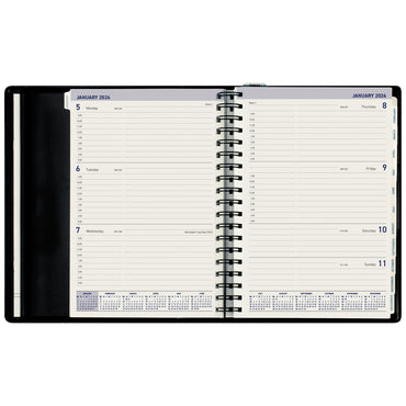 Collins Portfolio Week To View Diary Wiro Tabbed Black Even Year