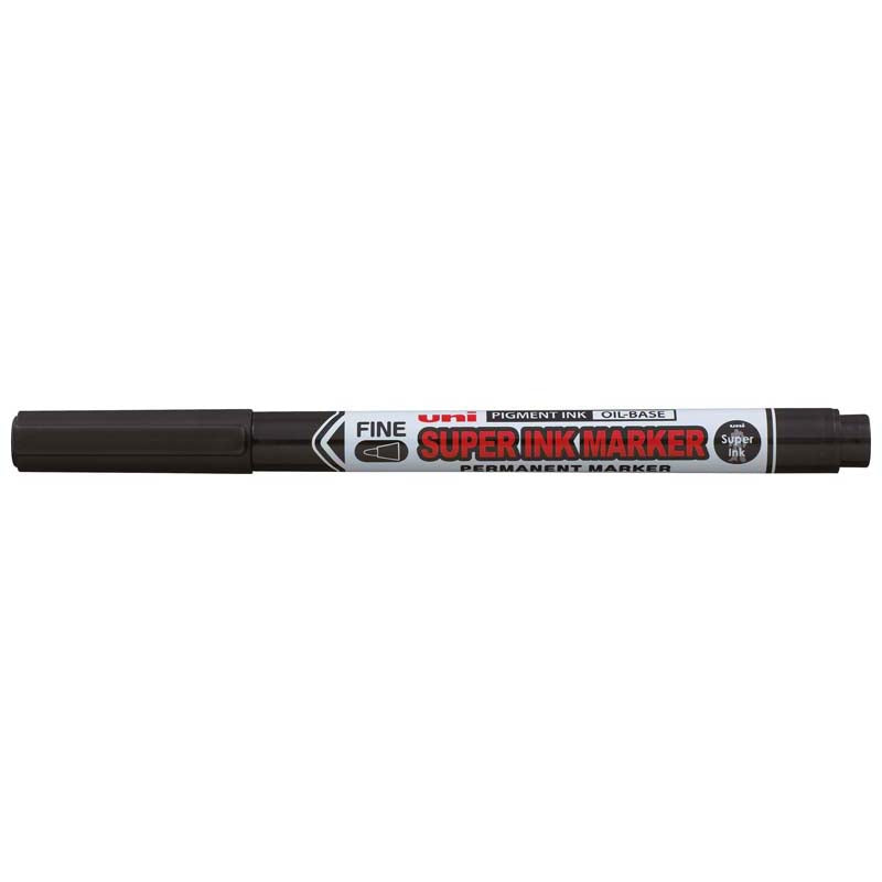 Uni Super Ink Capped 0.9mm Black Permanent Marker