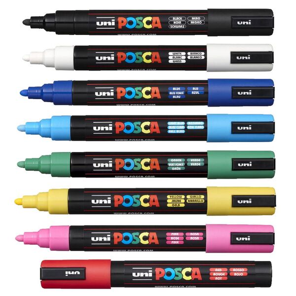 Uni Posca PC-5M 1.8-2.5mm Assorted Colour Markers Set of 8