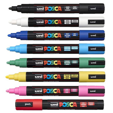 Uni Posca PC-5M 1.8-2.5mm Assorted Colour Markers Set of 8