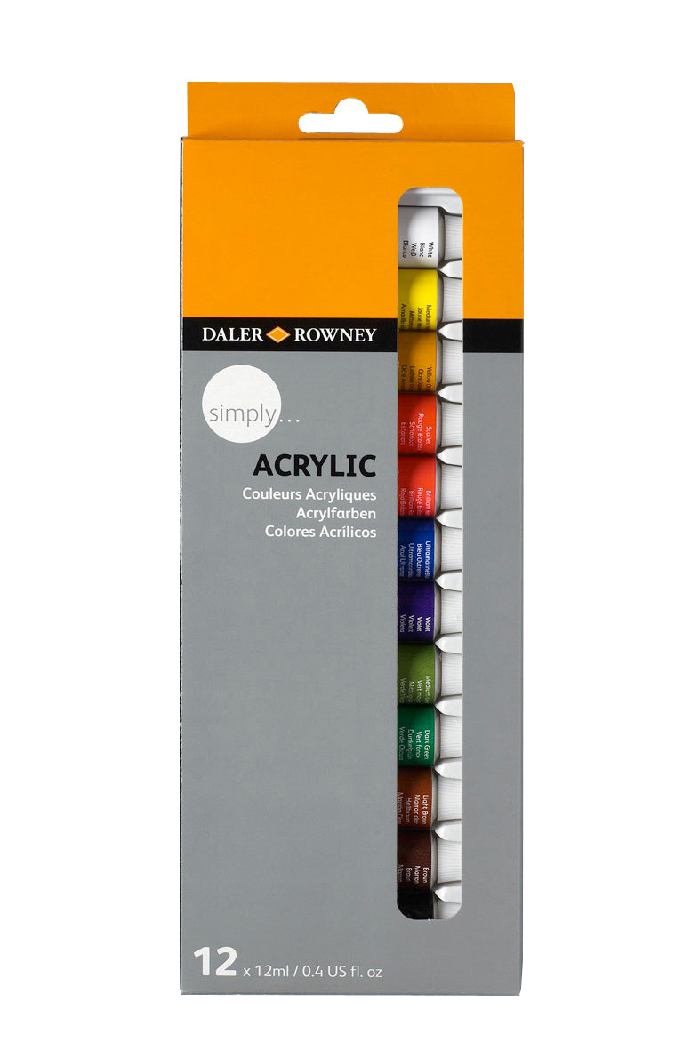 Daler Rowney Simply Acrylic 12x12ml Paint Set