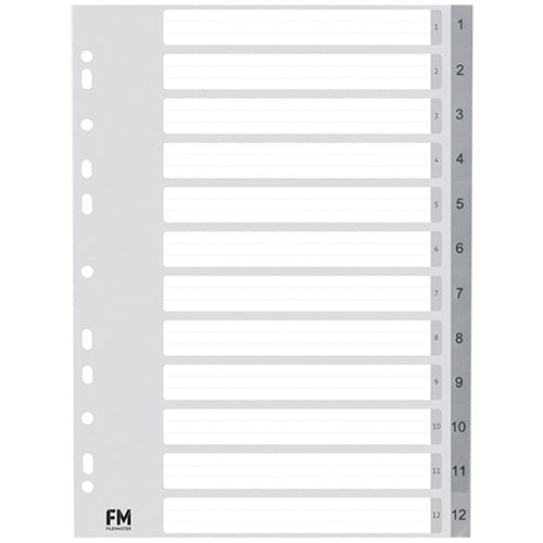 FM Indices Size A4 Grey Polypropylene