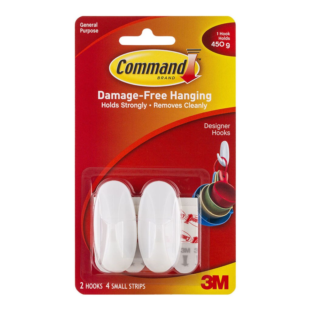 Command Hook 17082 Small White Designer Pack Of 2