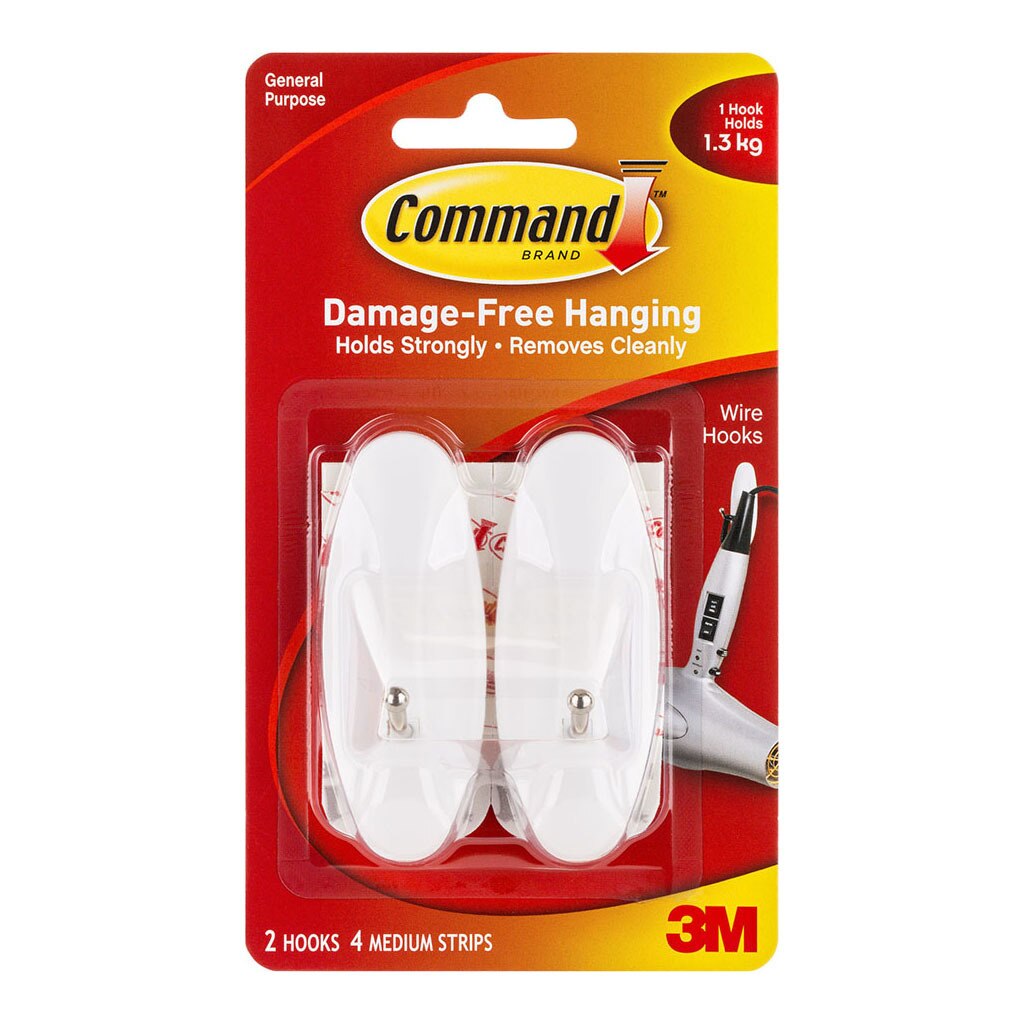 Command Hook 17068 Medium White Wire Pack Of 2