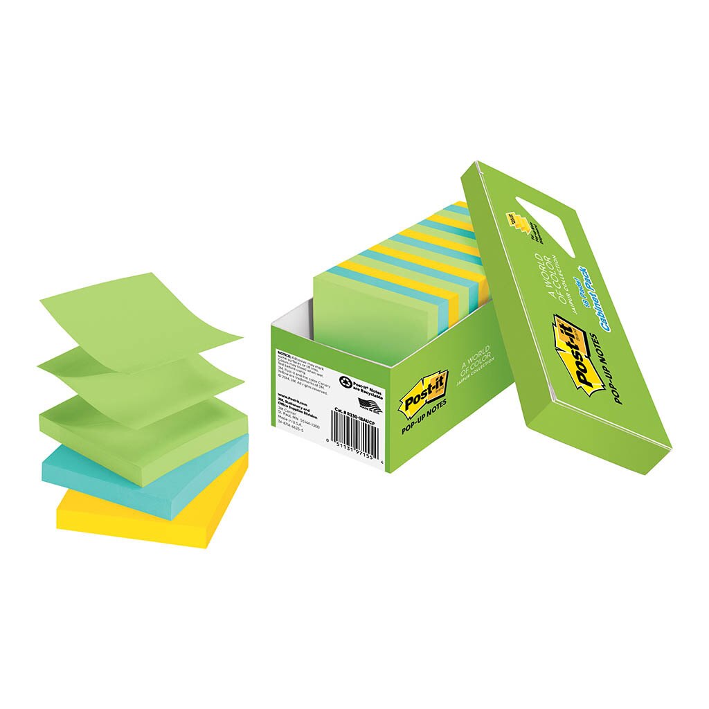 Post-it Pop Up Note Refill R330-18aucp Jaipur Cabinet Pack 76mm X 76mm 100 Sheet Pads Pack Of 18