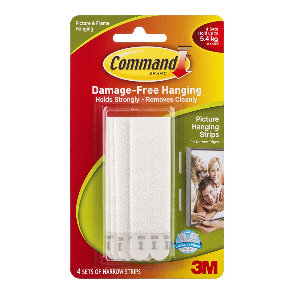 Command Strips Picture Hanging 17207 Narrow White Pack Of 4 Sets