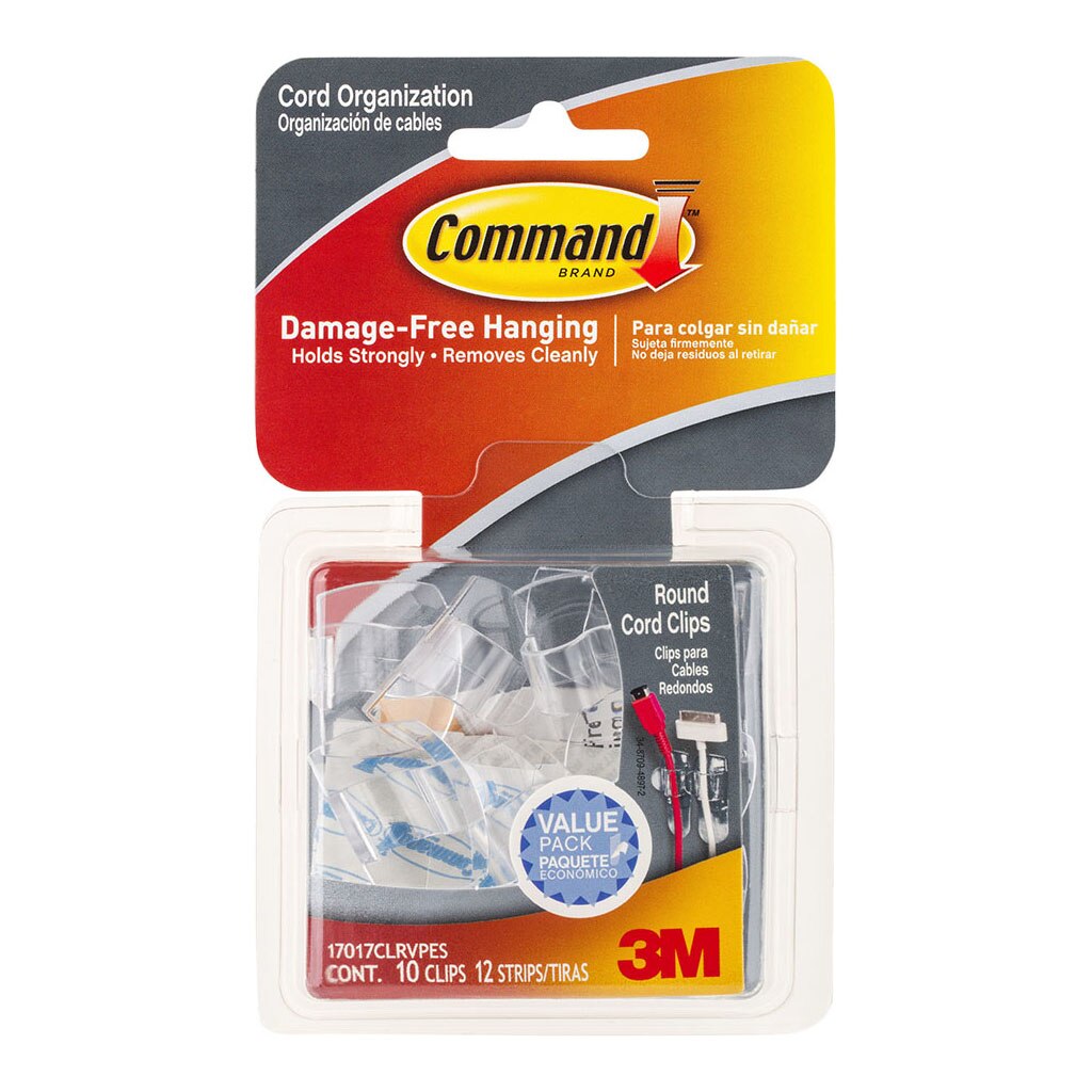 Command Clips Round Cord 17017clr-vp Clear Value Pack Of 10