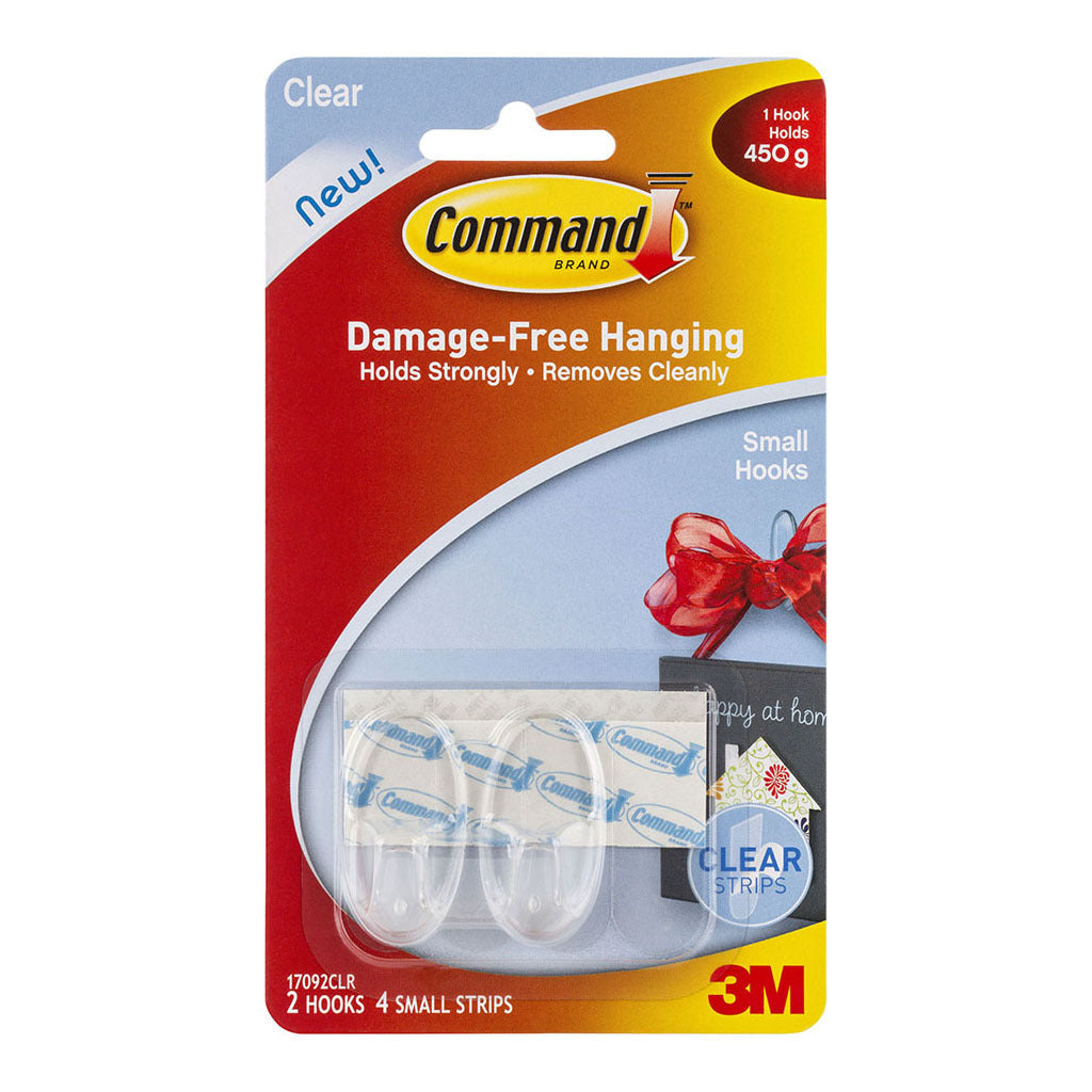 Command Hook 17092clr Small Clear Pack Of 2
