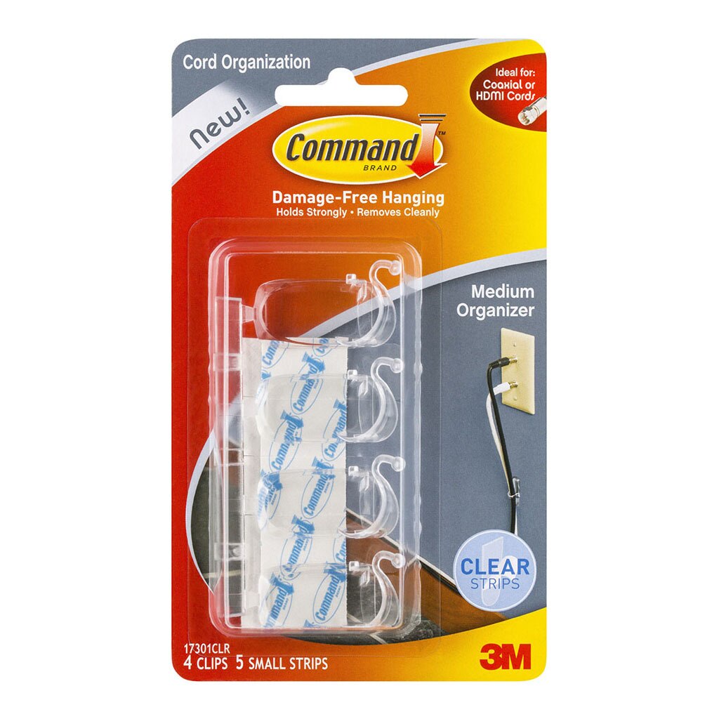 Command Clips Cord Organiser 17301clr Medium Clear Pack Of 4