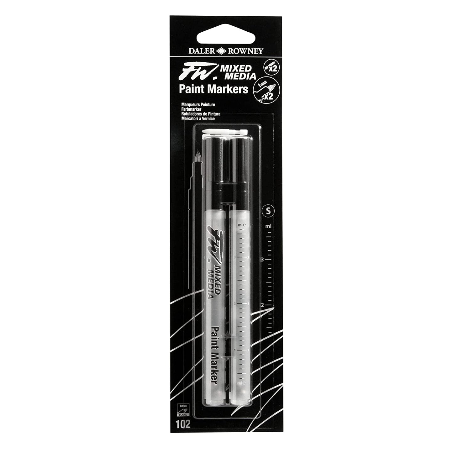 Daler Rowney FW Mixed Media Hard Point Paint Marker 1mm Twin Pack