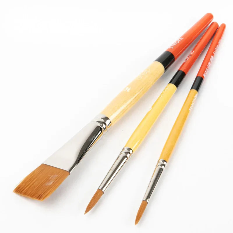 Princeton Snap! Short Handle Gold Taklon Brushes Set #2 Pack of 3