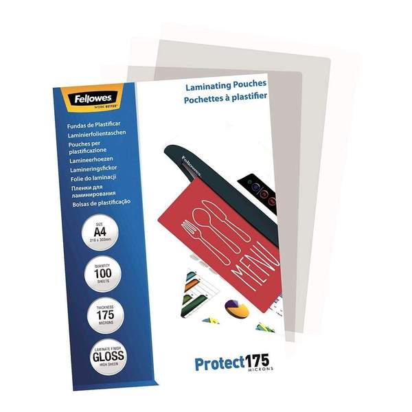 Fellowes Laminating Pouches A4 Gloss 175 Micron Pack Of 100