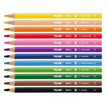 Milan Triangular Maxi Assorted Coloured Pencils Set Of 12