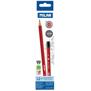 Milan Triangular Graphite Pencils Set Of 12 With Eraser
