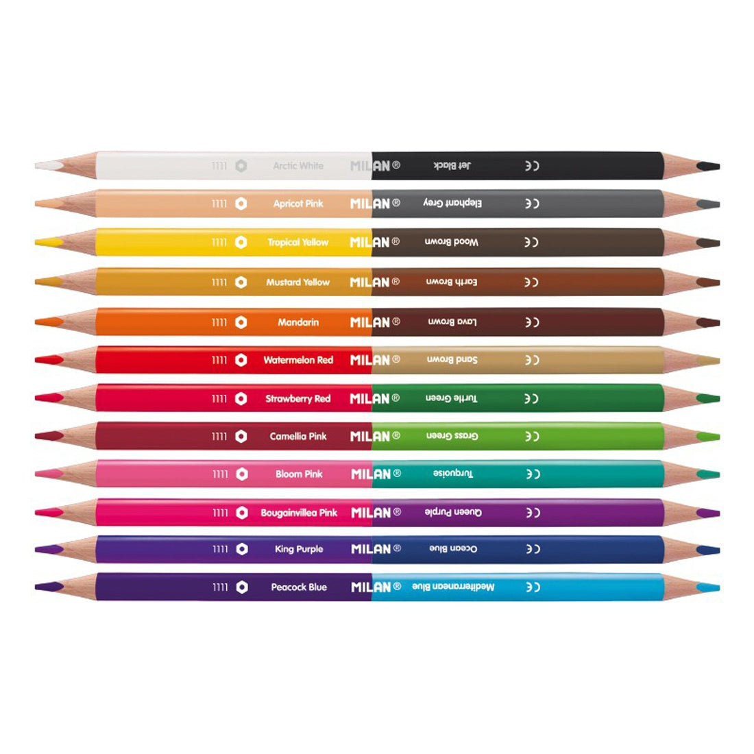 Milan Bicoloured Pencils Assorted Colours Set Of 12