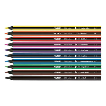 Milan Ergo Assorted Coloured Pencils Set Of 10 Colours + Sharpener