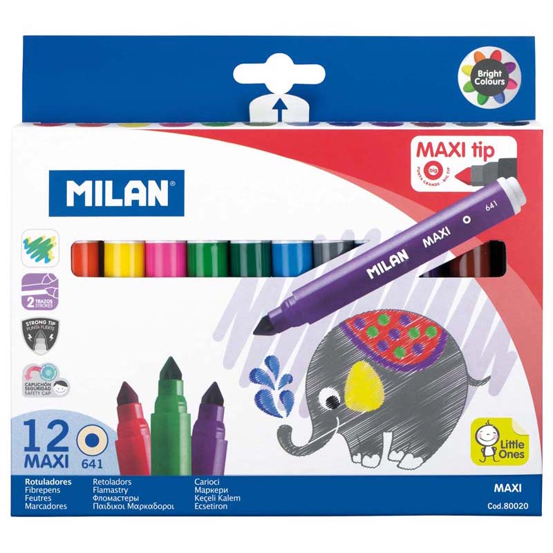 Milan Conic Tip Maxi Assorted Markers Set Of 12