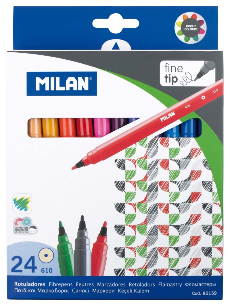 Milan Fine Tip Assorted Markers Set Of 24