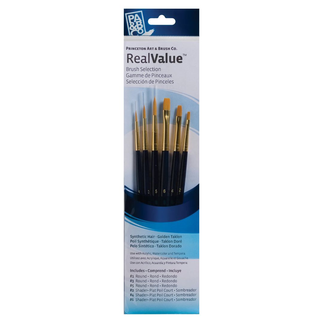 Princeton Real Value Synthetic Golden Taklon 9137 Brushes Set Of 6