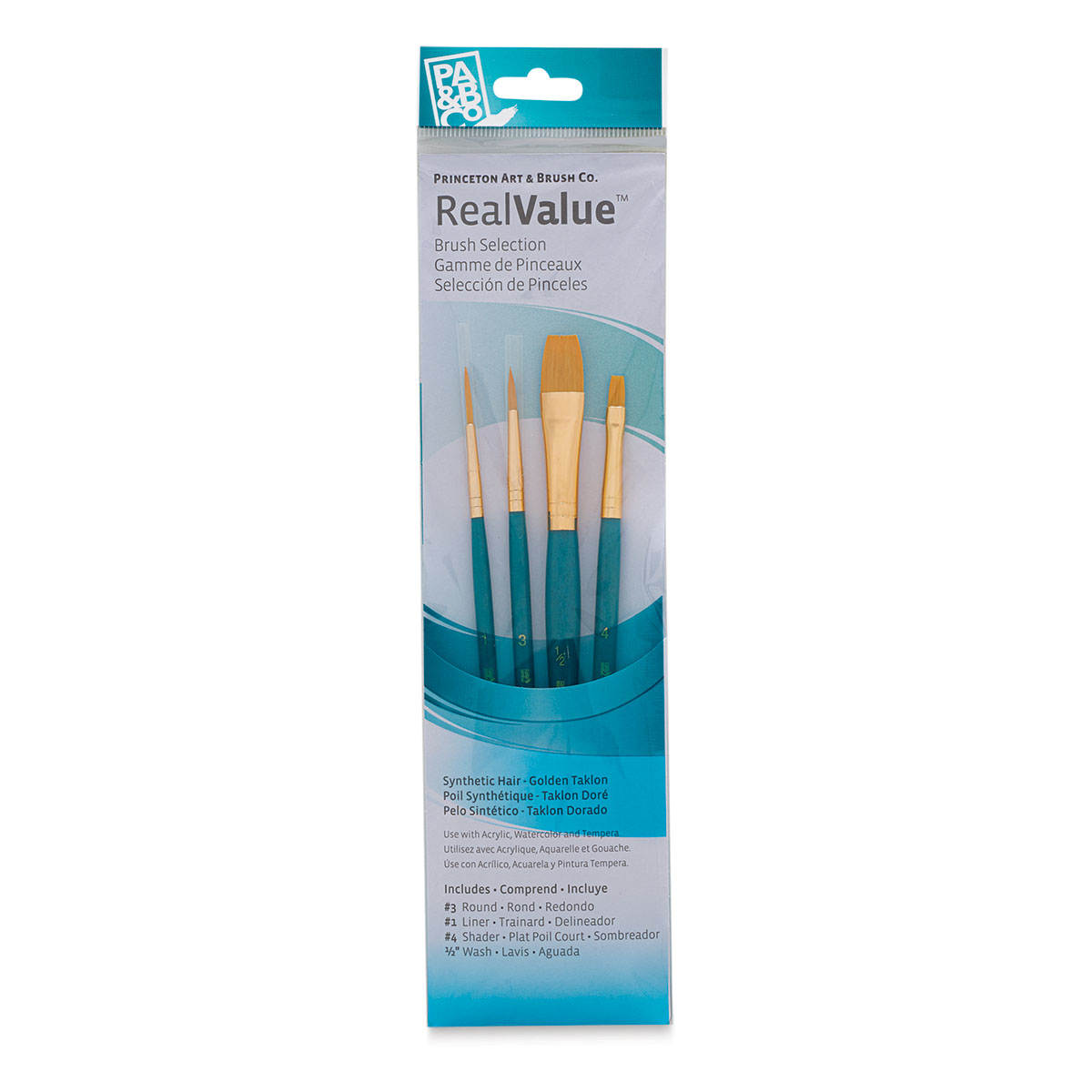 Princeton Real Value Synthetic Golden Taklon 9172 Brushes Set of 4