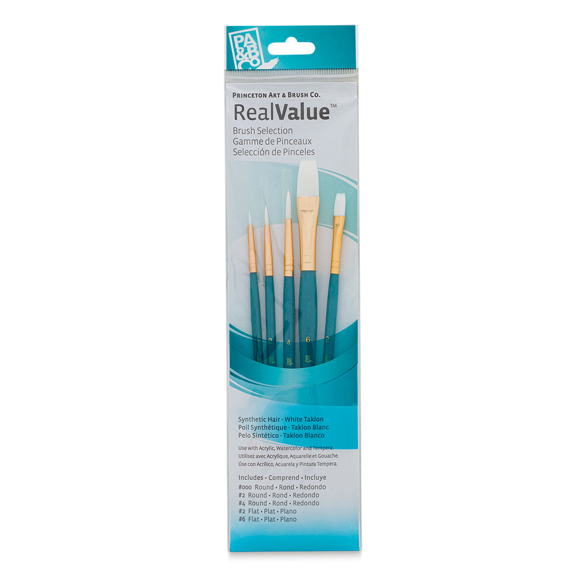 Princeton Real Value Synthetic White Taklon 9174 Brushes Set Of 5