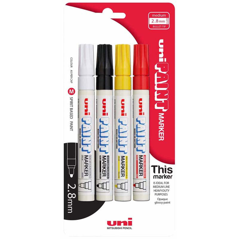 Uni 2.8mm Bullet Tip Assorted Paint Markers Set of 4