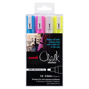 Uni 1.8-2.5mm Bullet Tip Chalk Markers Set of 4