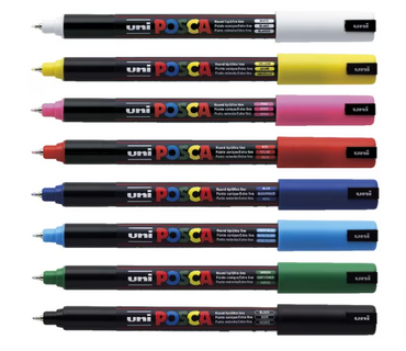Uni Posca PC-3M 0.9-1.3mm Assorted Markers Set of 8