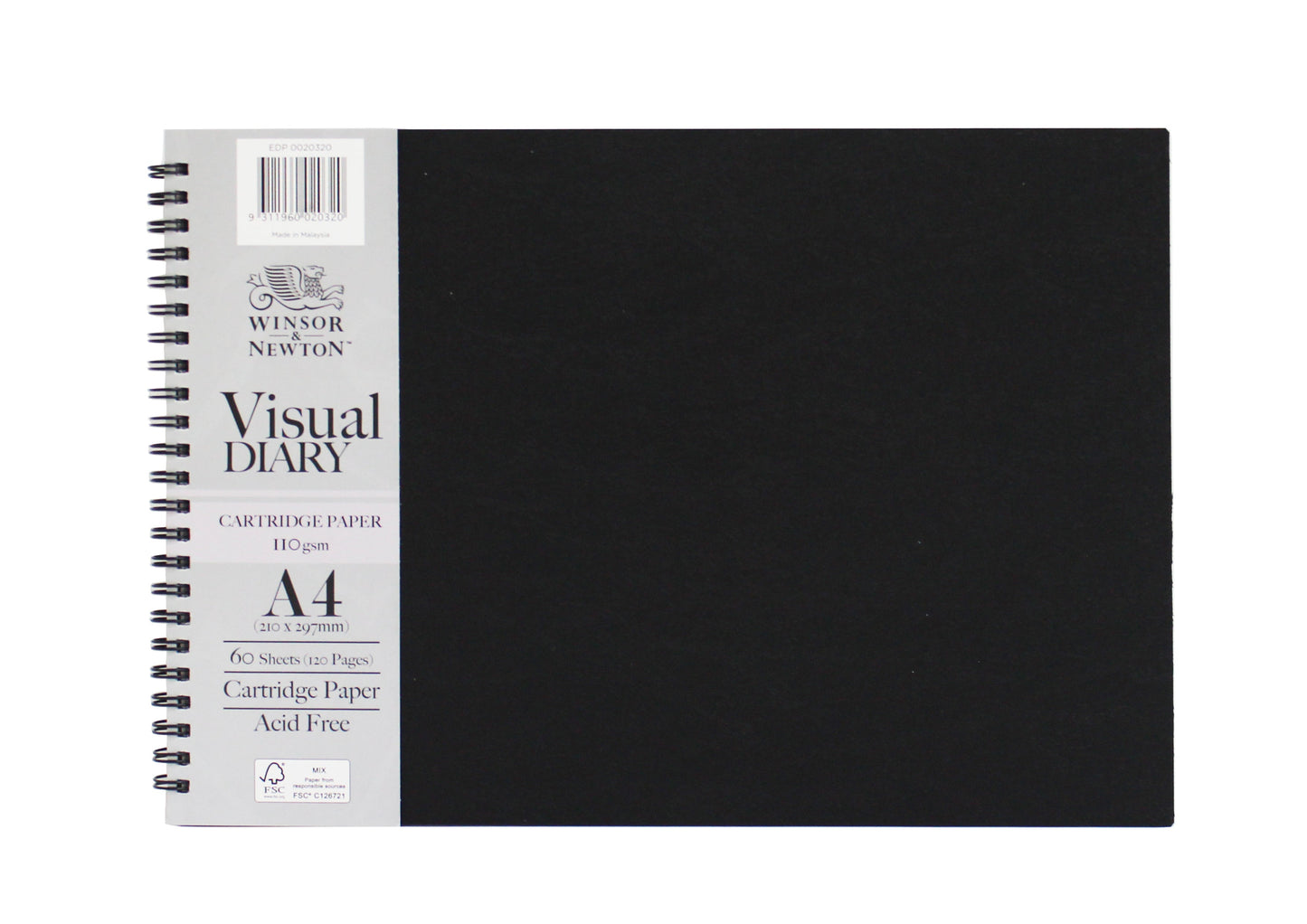 Winsor & Newton A4 110gsm 60 Sheet Black Landscape Visual Diary