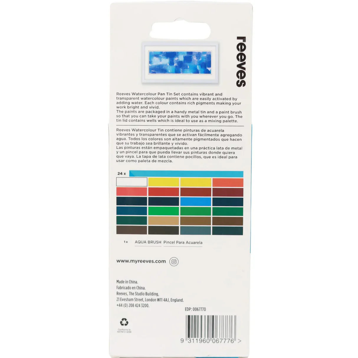 Reeves Watercolour Pan Paints Set of 24