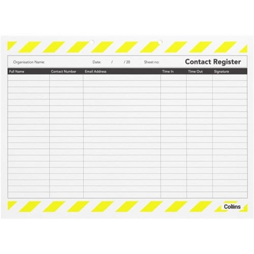 Collins Contact Tracing Register Pad 245x297mm 50 Leaf