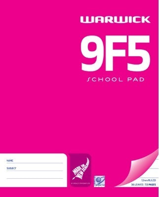 Warwick Pad 9f5 School 36 Leaf Ruled 12mm 255x205mm