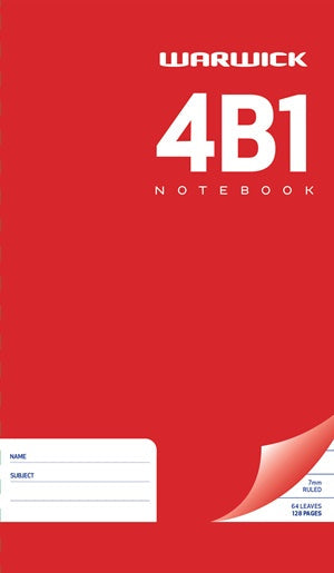Warwick Notebook 4b1 64 Leaf Ruled 7mm 165x100mm