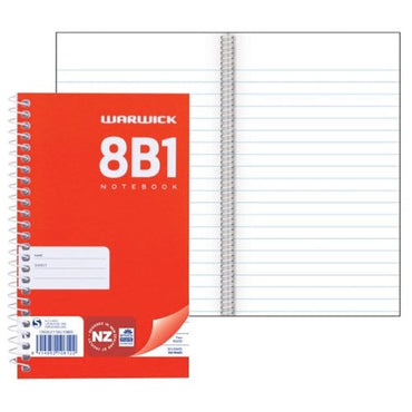 Warwick Notebook 8b1 50 Leaf Spiral Ruled 7mm 165x100mm