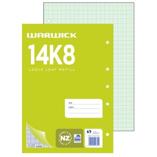 Warwick Refill 14k8 Loose Leaf 30 Leaf A4 2mm Quad