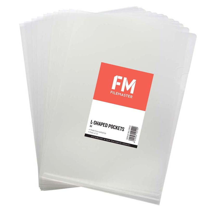 FM Pocket L Shape Polypropylene Clear Size A4 12 Pack