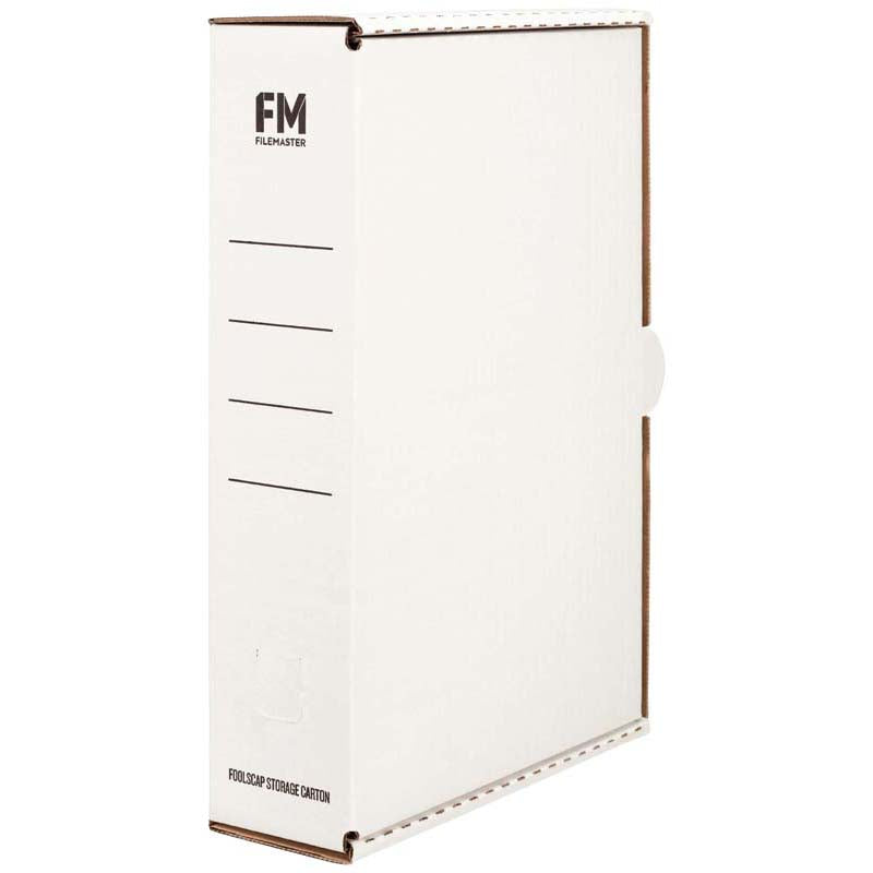 FM Storage Carton White Foolscap Size 385x250x85mm Standard Strength Cardboard