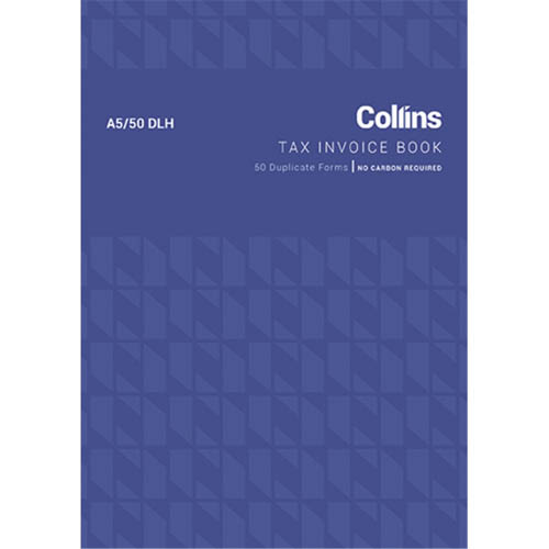 Collins Tax Invoice A5/50dlh Duplicate No Carbon Required 55 Gsm Size 210mm X 148mm