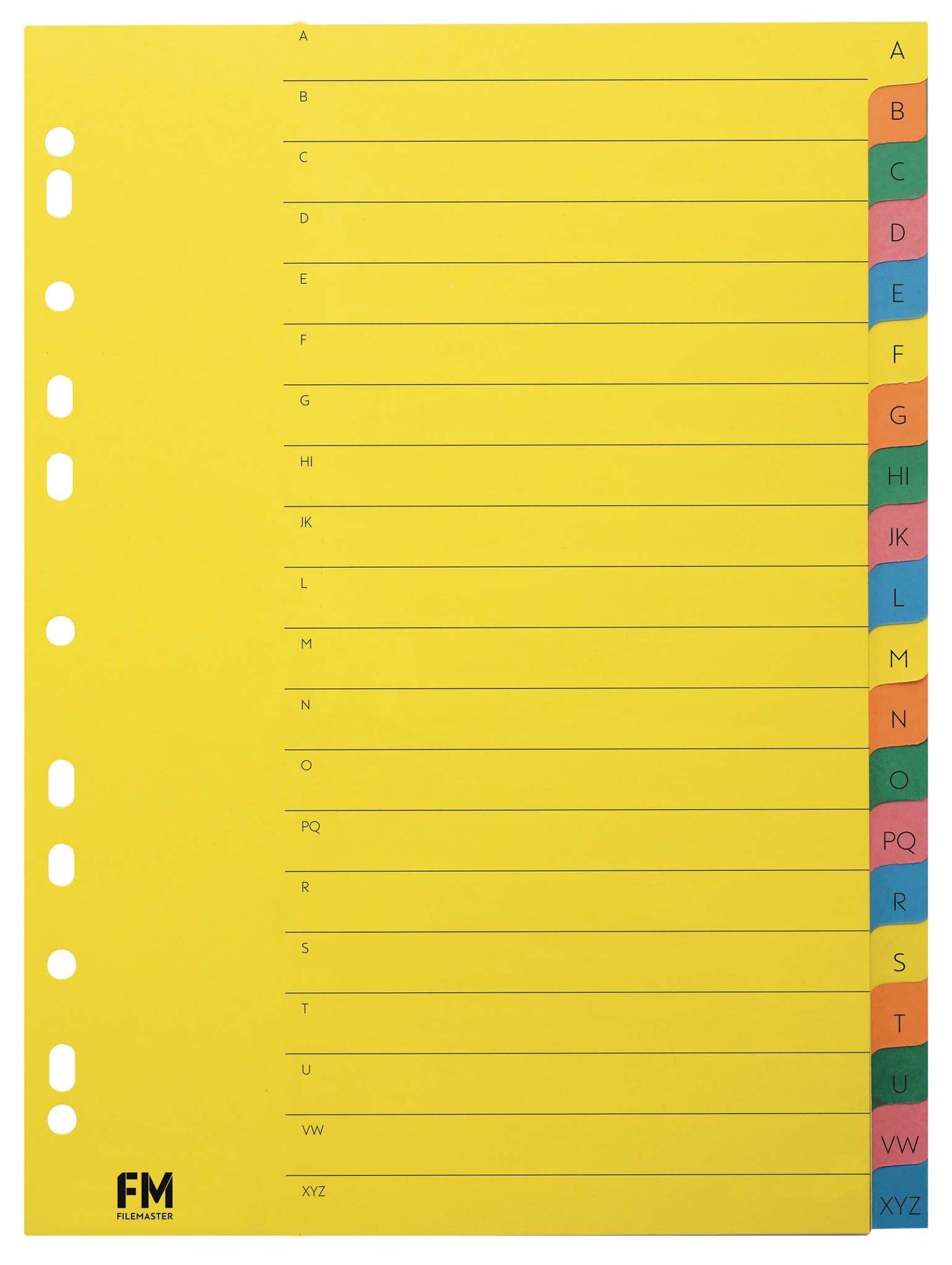 FM Indices Size A4 20 Tab A-z Tab Cardboard