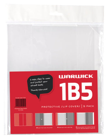 Warwick Book Cover 1b5 Slip 5 Pack Clear