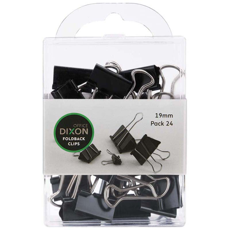 Dixon Foldback Clips Size 19mm Pack 24 Black