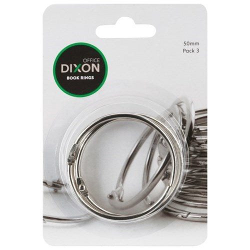 Dixon Book Rings Size 50mm 3 Pack Silver