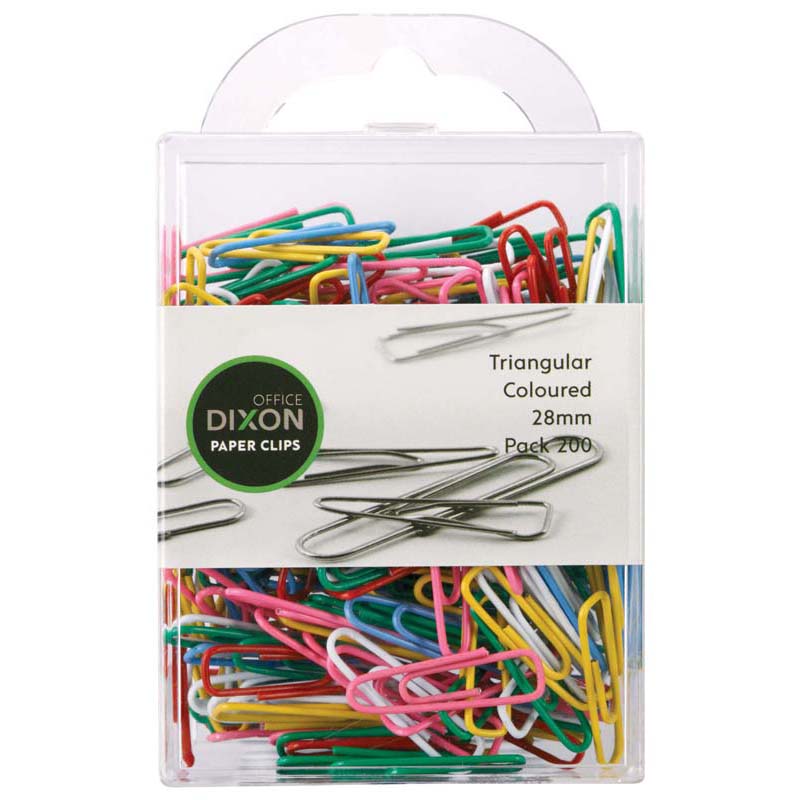 Dixon Paper Clips Size 28mm Tri Coloured Pack Of 200