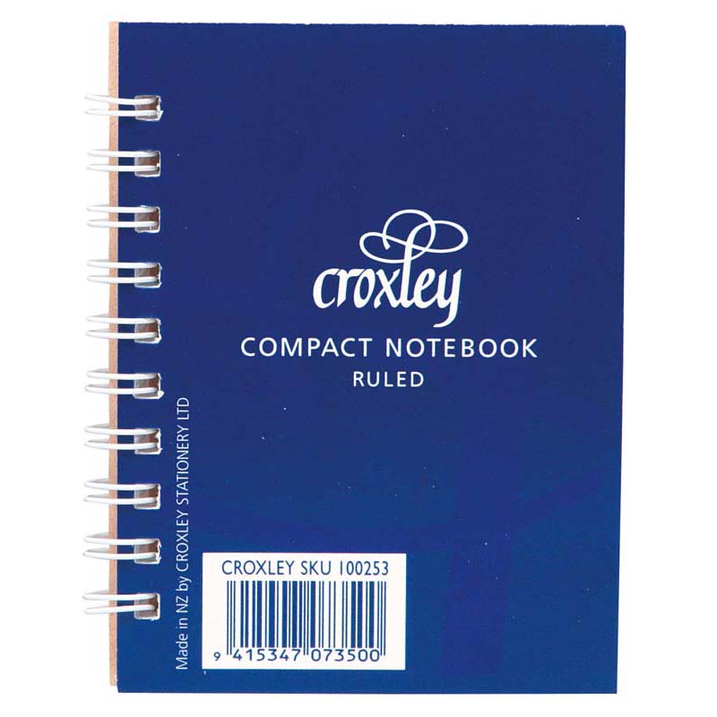 Croxley Notebook Ruled Pocket Side Opening 76x102mm Blue Cover 50 Leaf